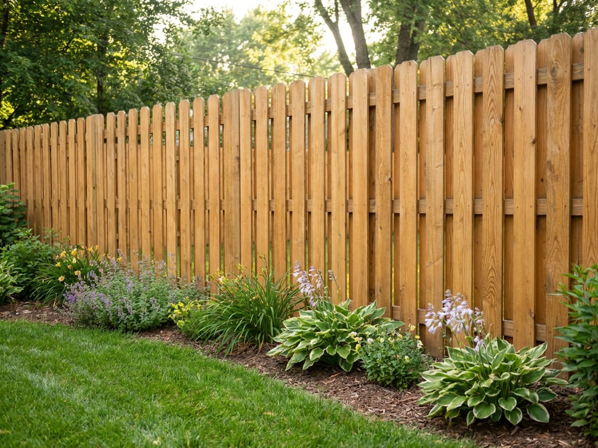 Cedar wood privacy fence along a green backyard in the Maple Ridge area